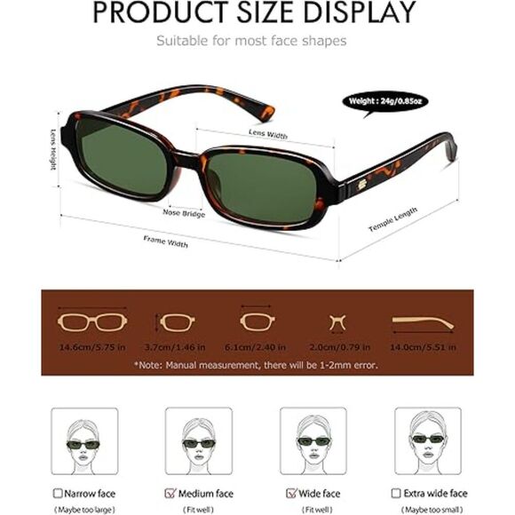 Trendy Retro 90s Small Square Rectangle Sunglasses for Women UV400 Protection main image 5